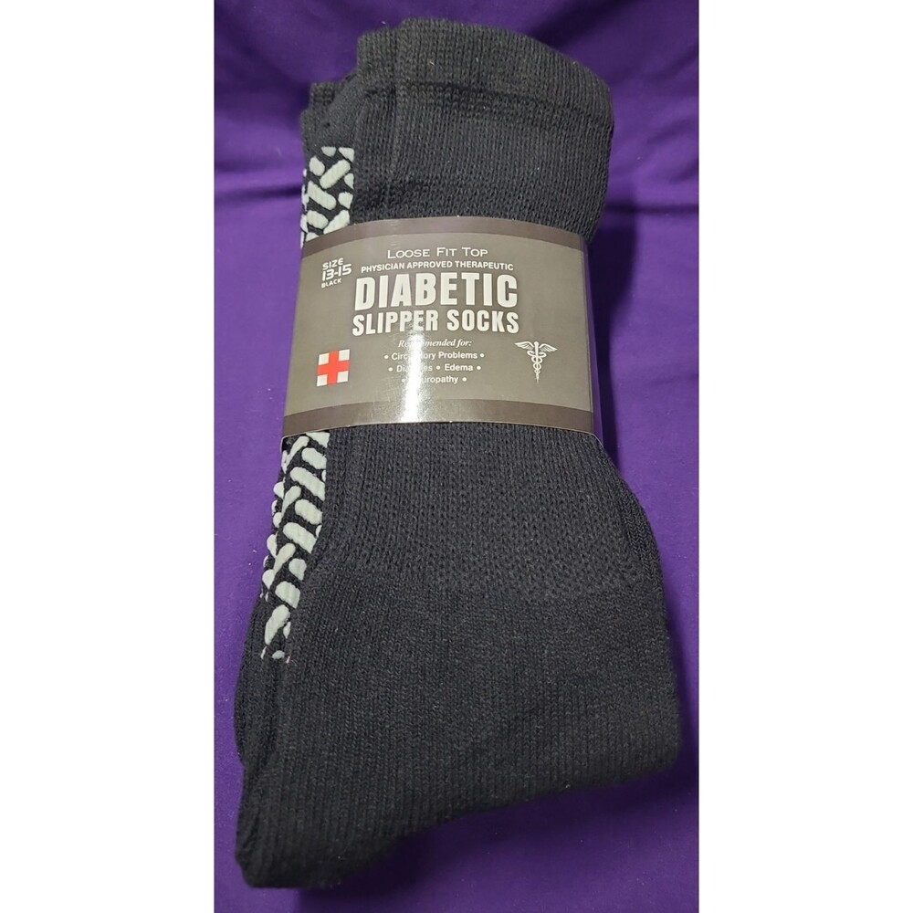 3 Pairs Of Diabetic Crew Slipper Socks Ace Socks Sizes 13-15 Black